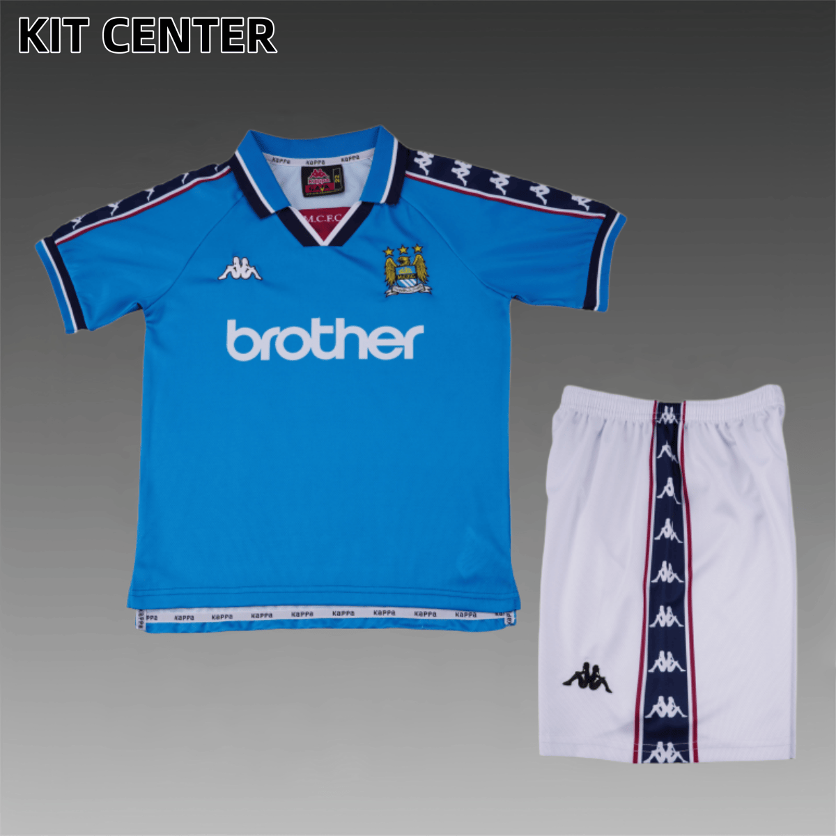 97/98 Manchester City home  Retro Football Shirt (Kids Kit)
