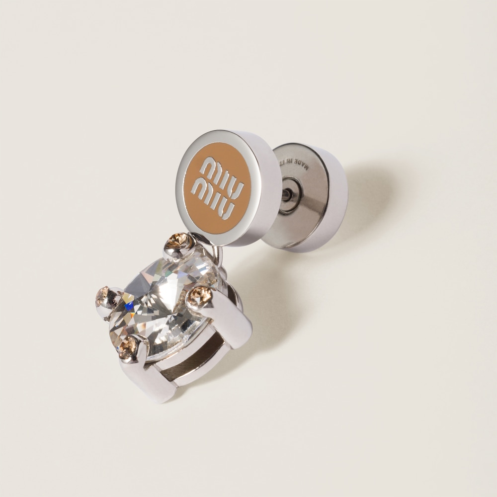 Metal earrings with crystals