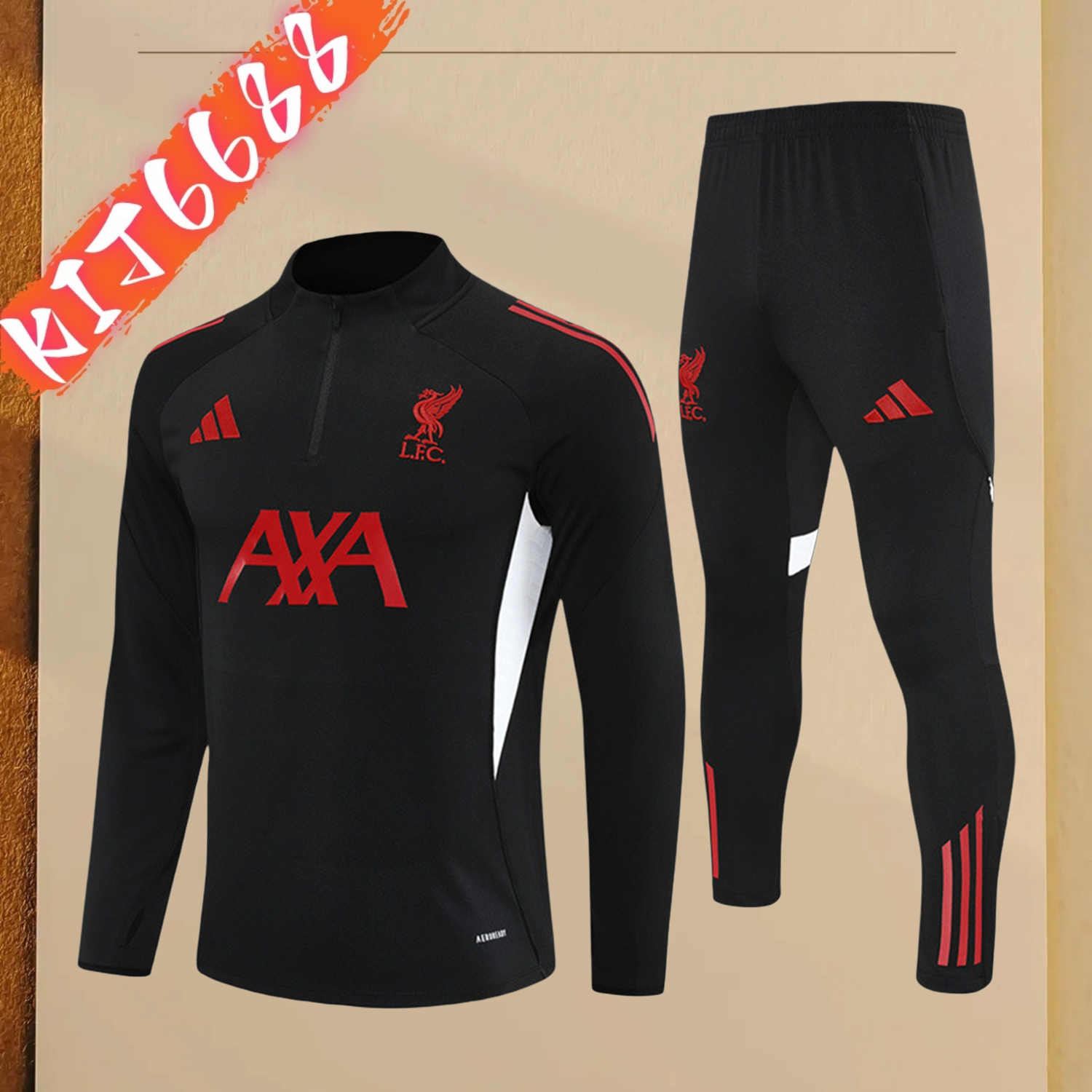 2025/2026 Liverpool Black Kids Half Zip Training Clothes (Kids Kit)