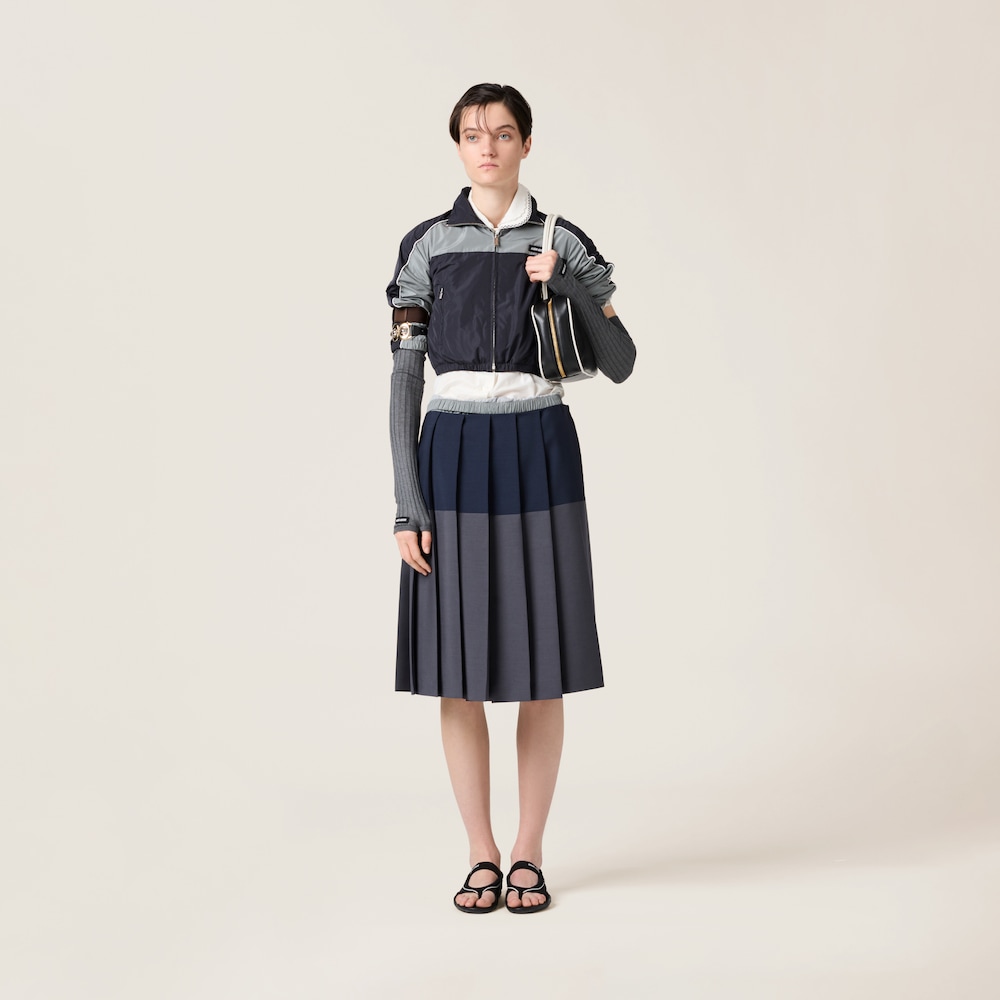 Technical silk zipper blouson jacket