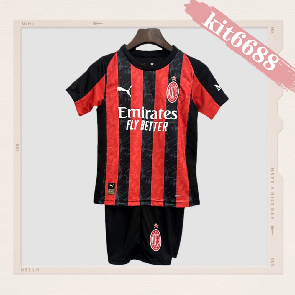 2025/2026 AC Milan Home Football shirt (Kids Kit socks）