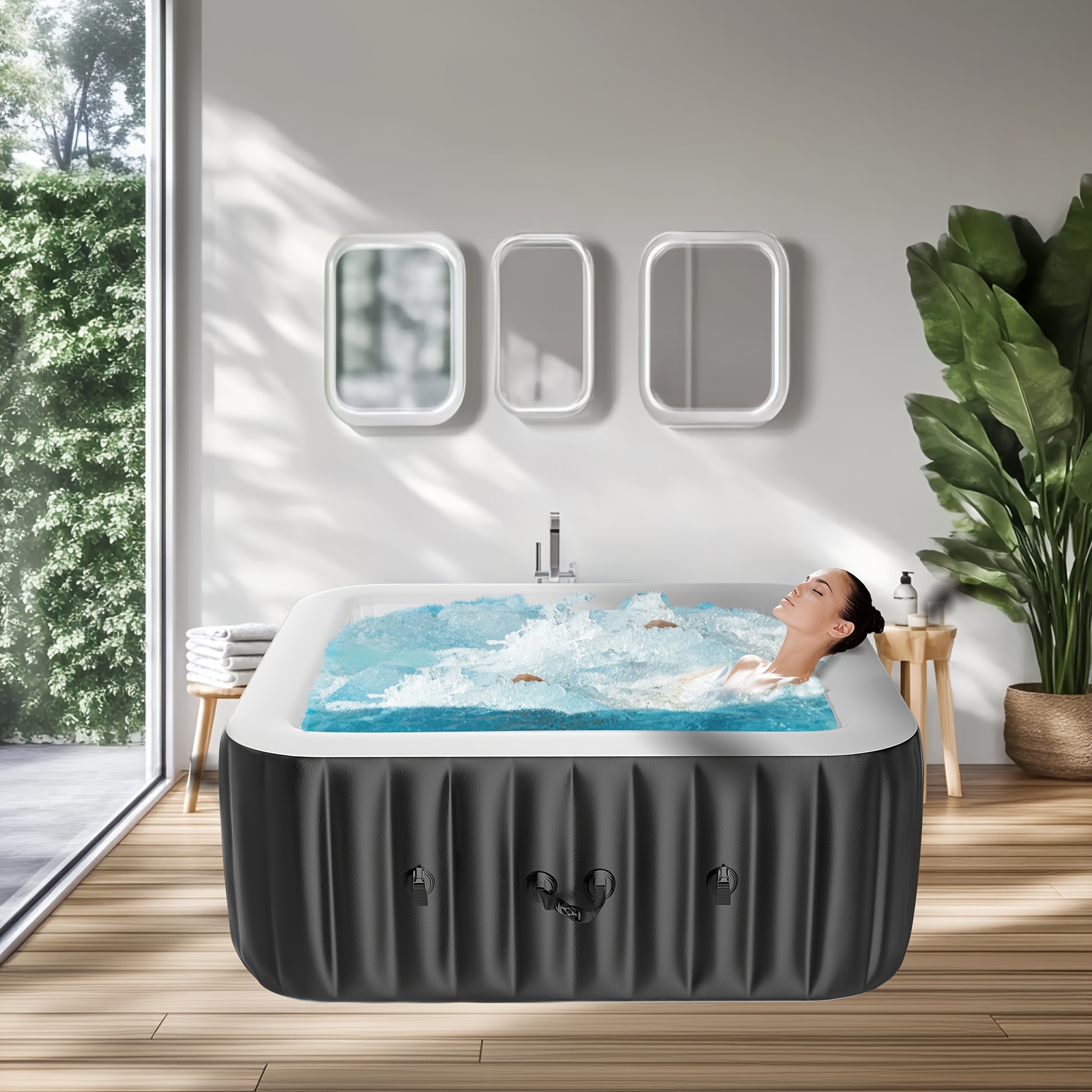 Square 6-person inflatable wave-making bathtub
