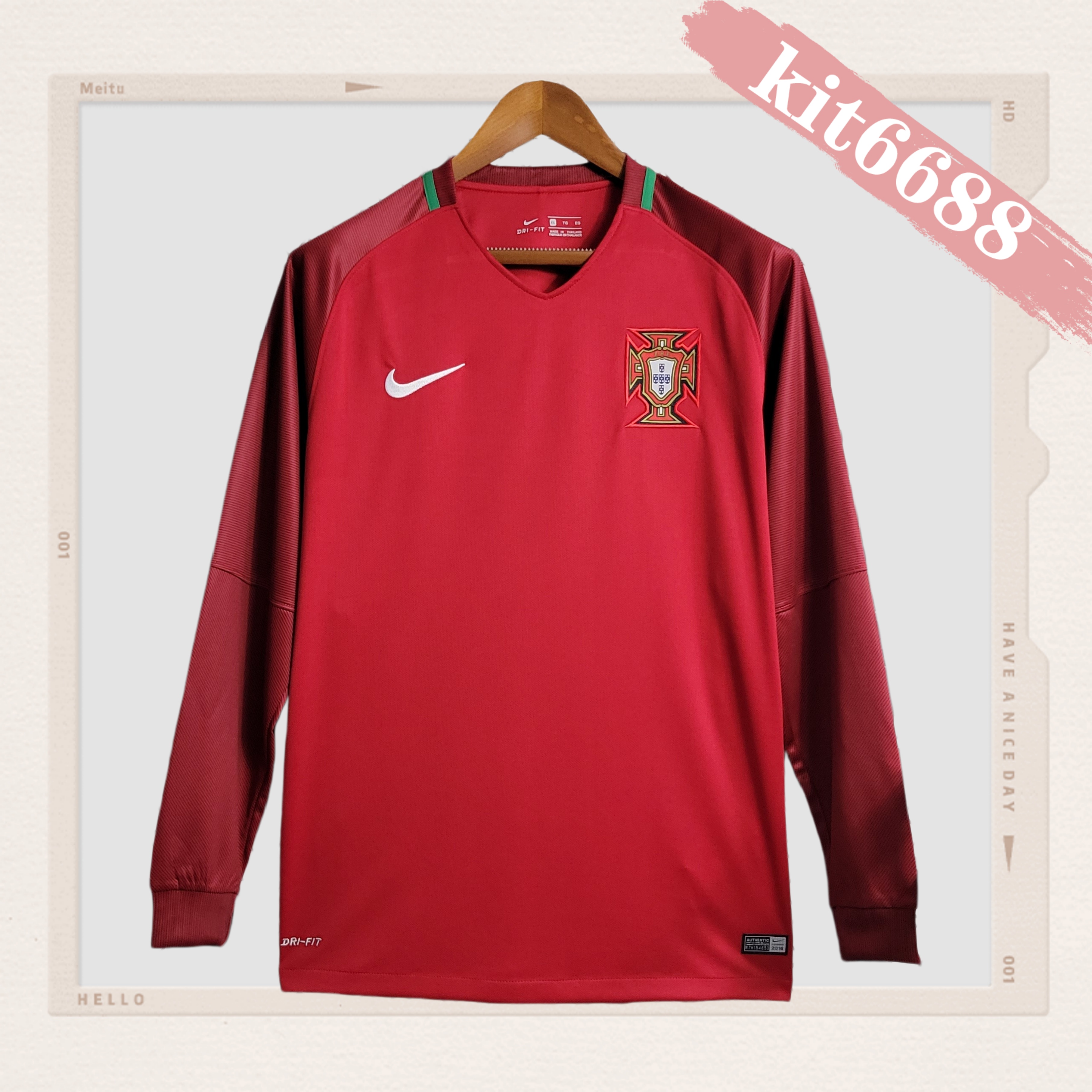 2016 Portugal Portugal Home Retro Long Sleeve Football Shirt