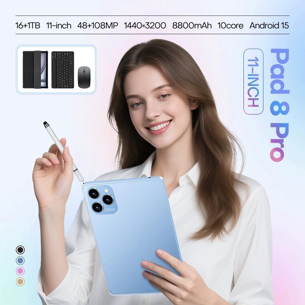 GPT-Pad8 Pro (mit Maus und Tastatur) 4G-fähiges Android-Smart-Tablet mit 10,1-Zoll-In-Cell-Bildschirm, 16+1TB, ultraflache Metallgehäuse, unterstützt Speicherkarten, Achtkernprozessor, 13-Megapixel-Kamera.
