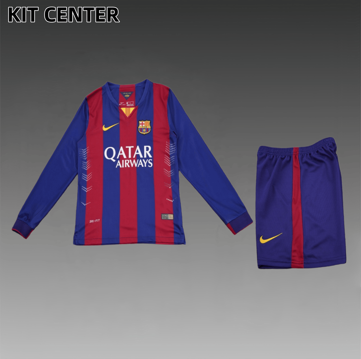 2014/2015 Barcelona home Retro long sleeves Kids Kit(Kids Kit)