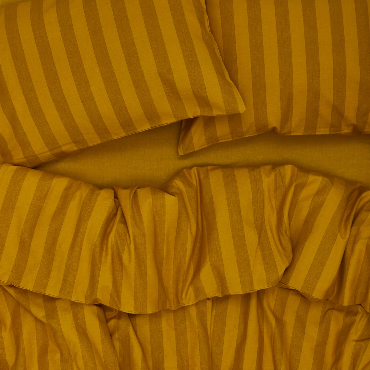 Essential Striped Duvet - Mustard/Bronze
