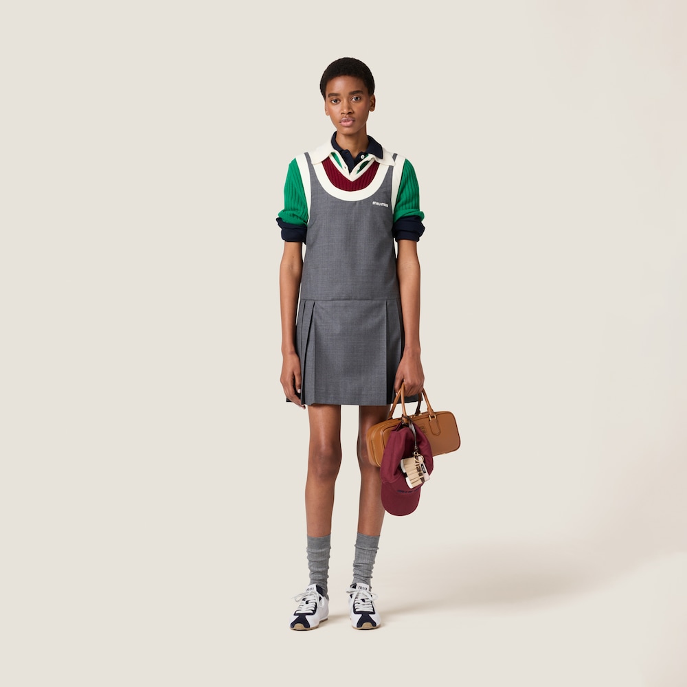 Pleated grisaille mini-dress