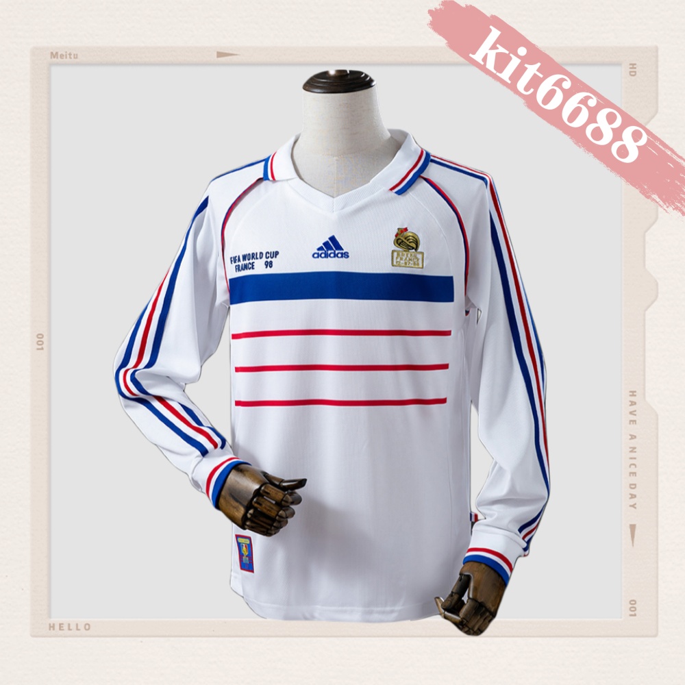 1998 France Away Long Sleeve Retro Football Shirt