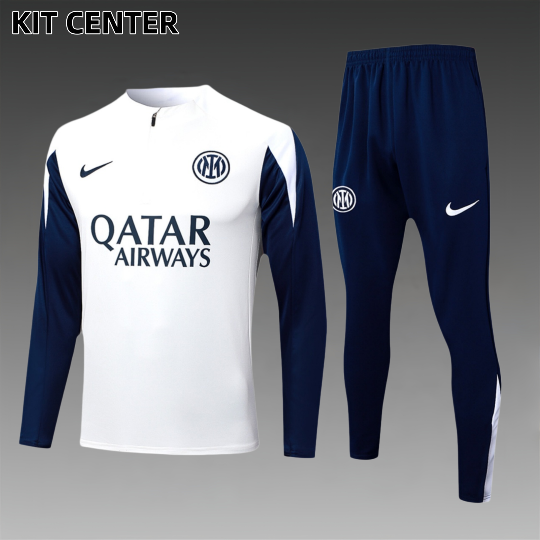 2025/2026 Inter Milan Creamy White Adult Half Zip Training Suit (Adult Kit)
