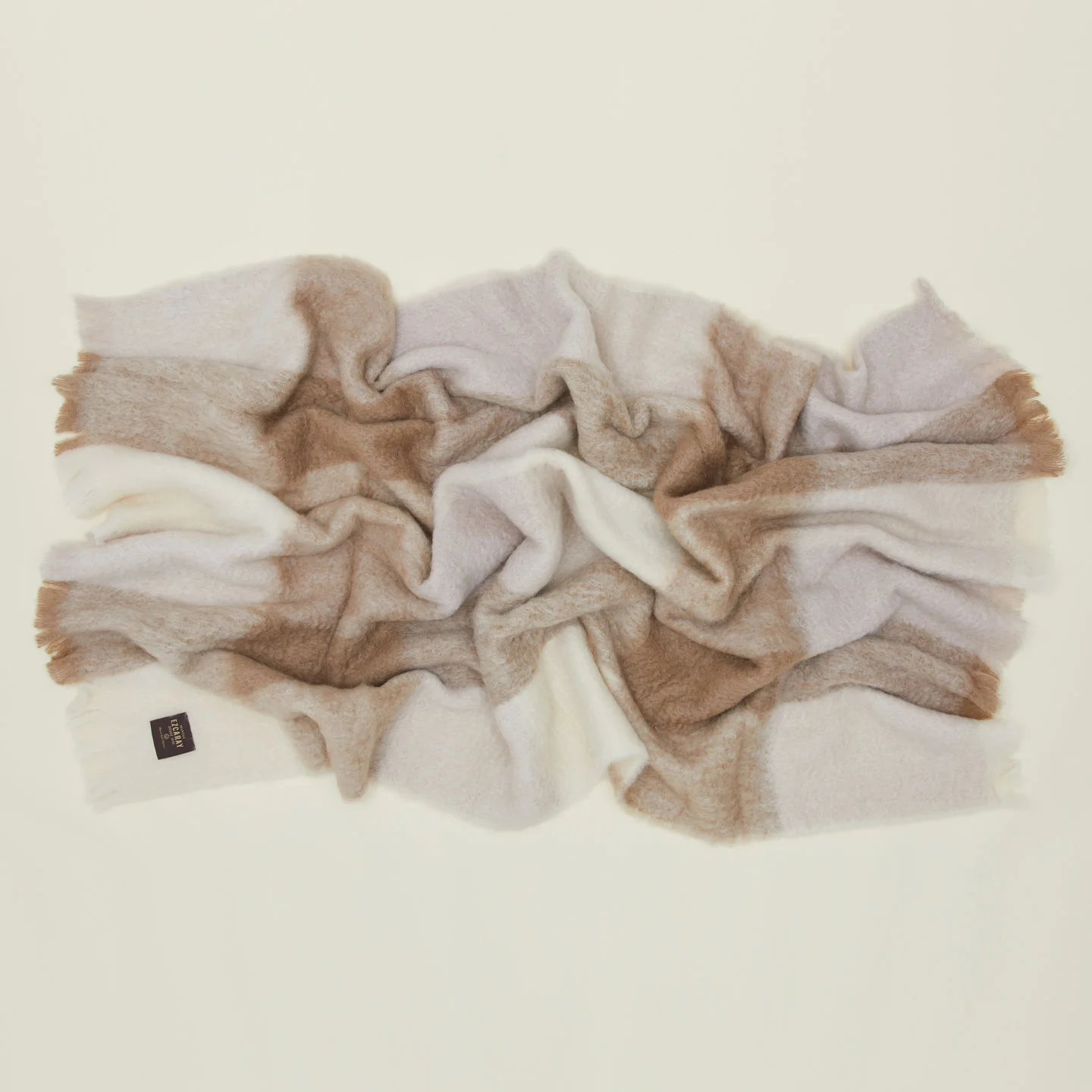 Plaid Mohair Throw - Neutral Plaid