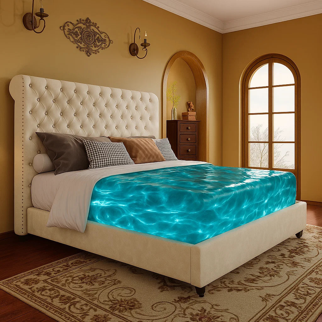 ALBOTT Upholstered Platform Bed Frame with 52.8inch Sleigh Headboard - Button Tufted Design, No Box Spring Needed, Easy to Assemble