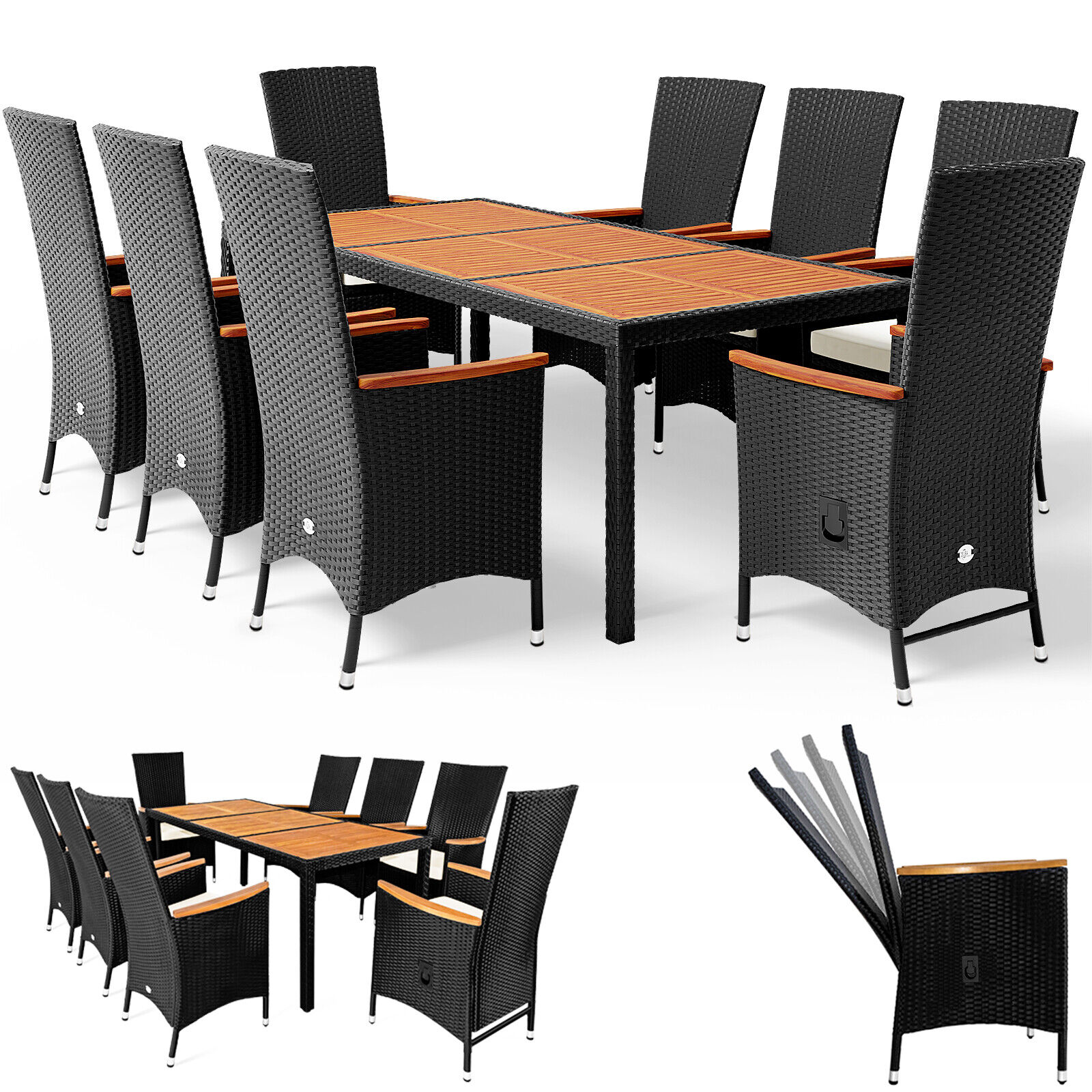Salon de jardin en polyrotin Ensemble de jardin 8 personnes table et chaises