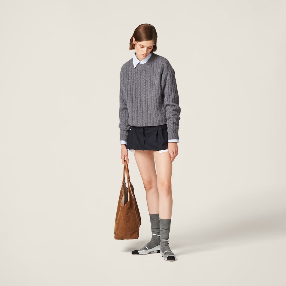 Pleated pinstripe miniskirt