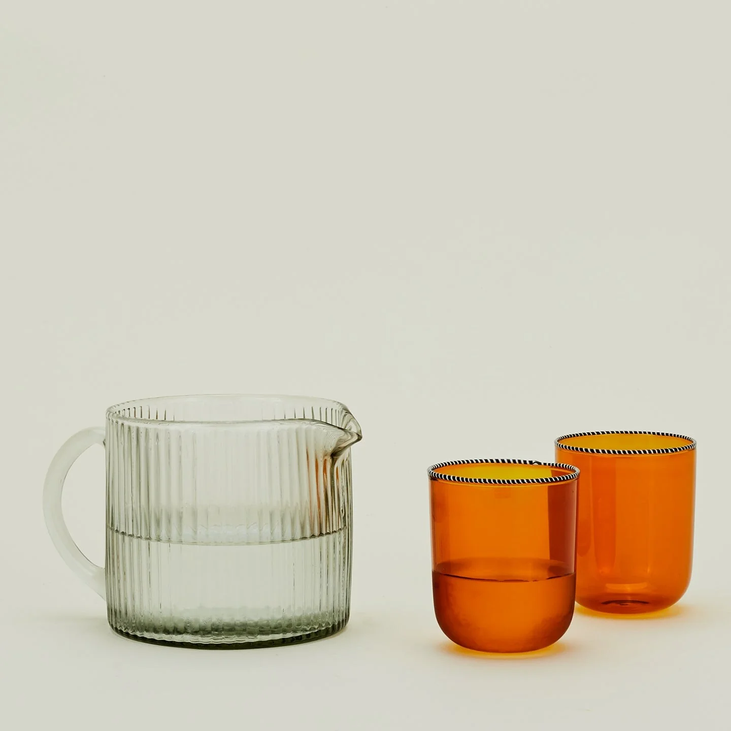 Glass Ribbed Pitcher