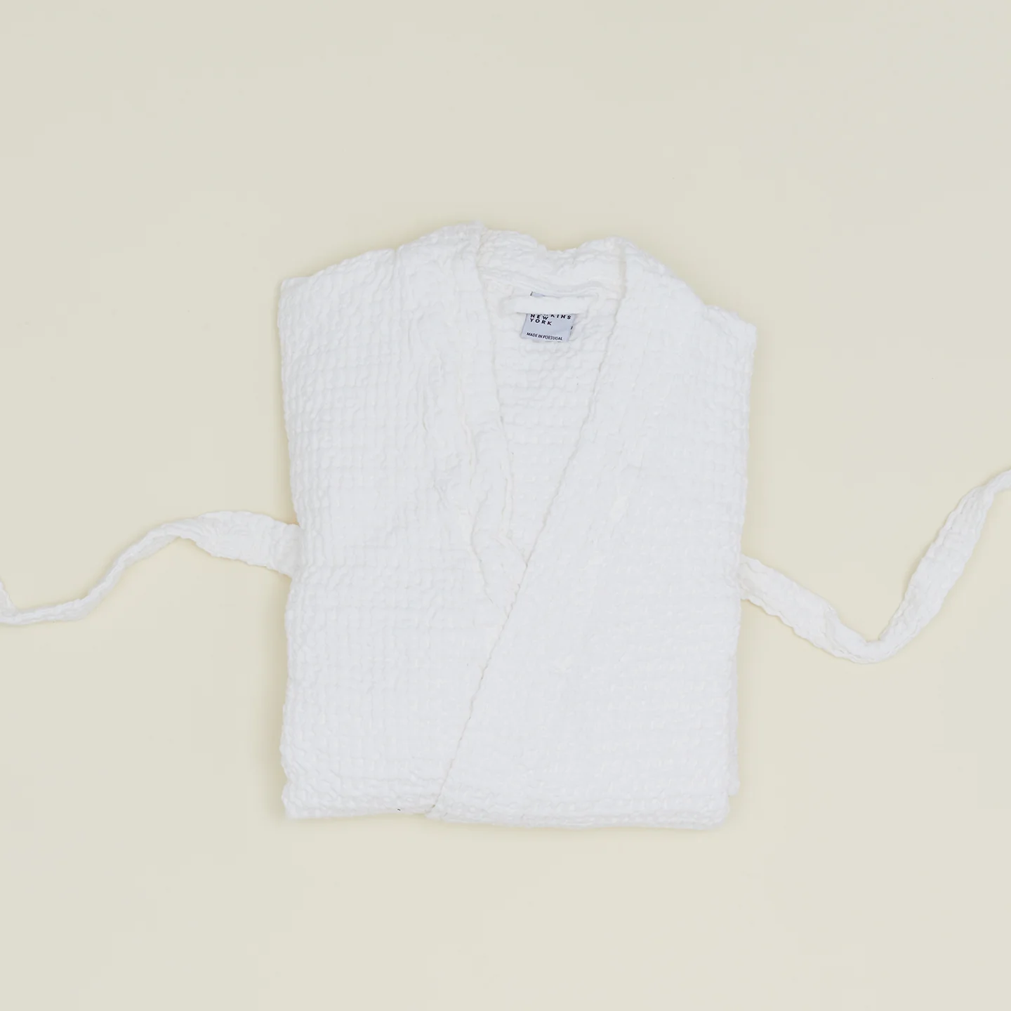 Simple Waffle Bathrobe - White