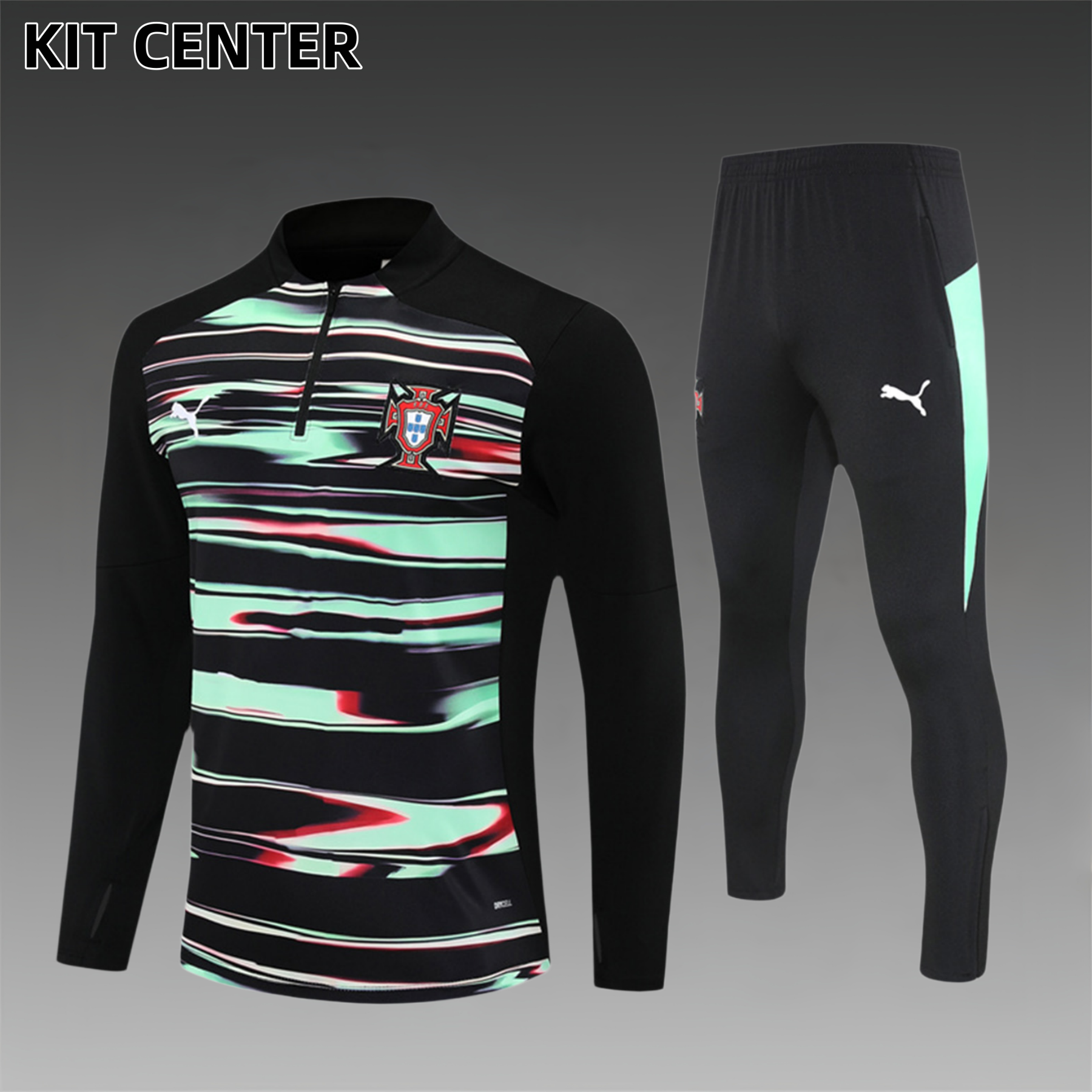 2025/2026 Portugal Kids Half Zip Training Clothes (Kids Kit)