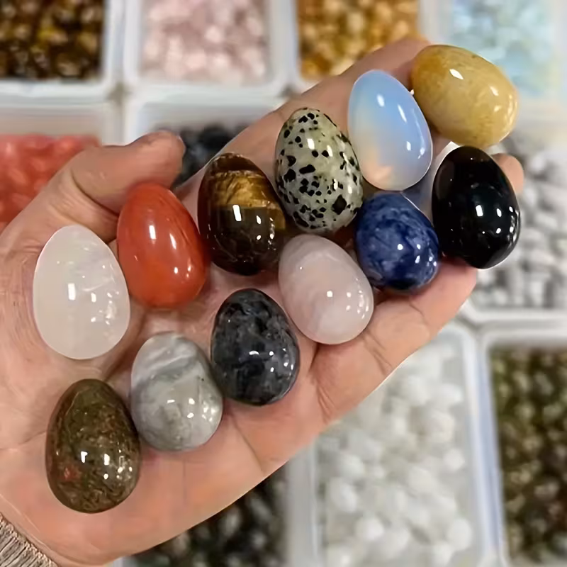 🌈 10Pcs Easter Egg Stones | Crystal Polished Gemstone Eggs | DIY Home Decor Accents | Unique Birthday & Holiday Gifts for Family 🎁✨