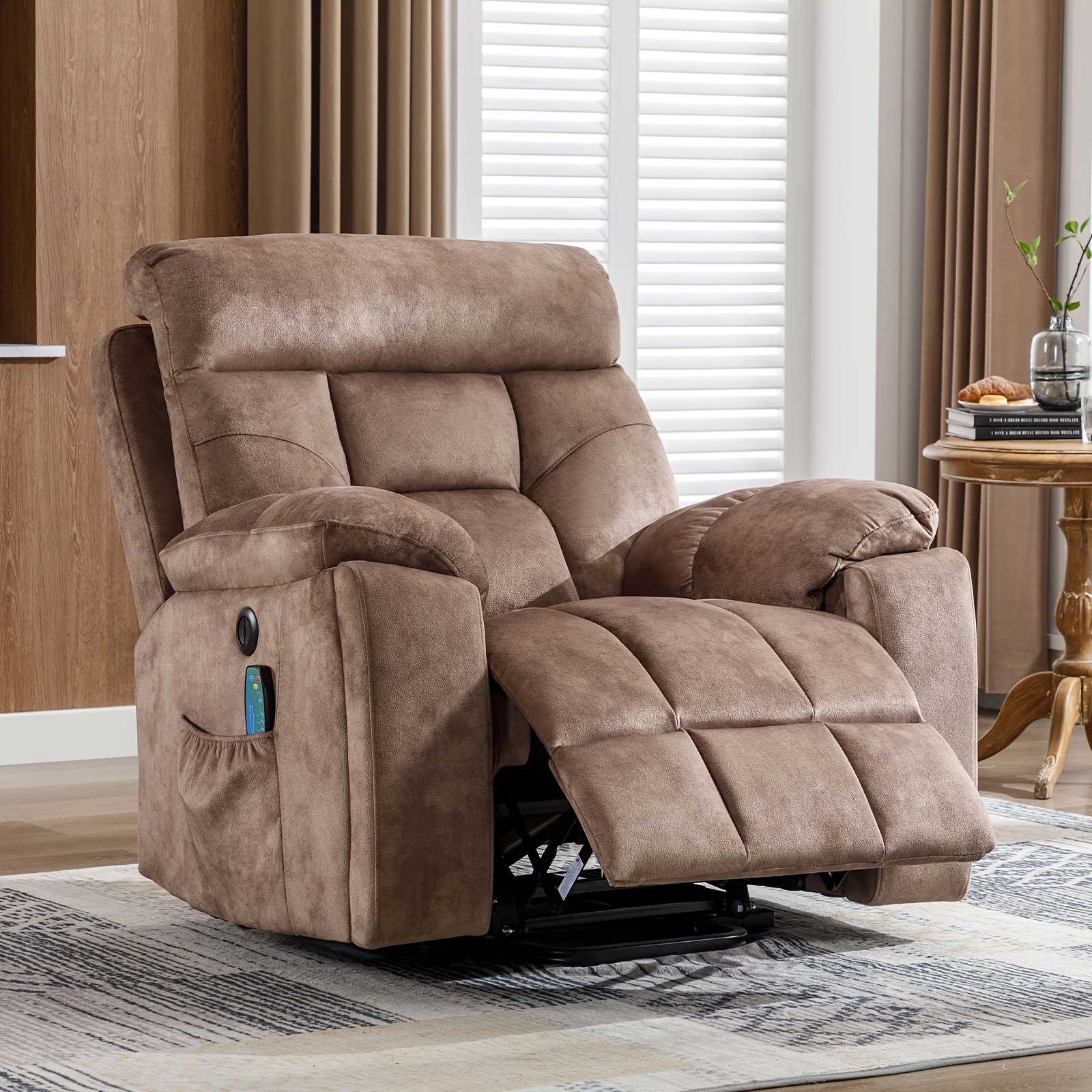 [Electric Reclining Chair] Extra Large and Tall Electric Reclining Chair| Extra-wide and ultra-thick padded recliner, equipped with 2 cup holders, side pockets, USB port, massage and heating functions, designed specifically for the elderly