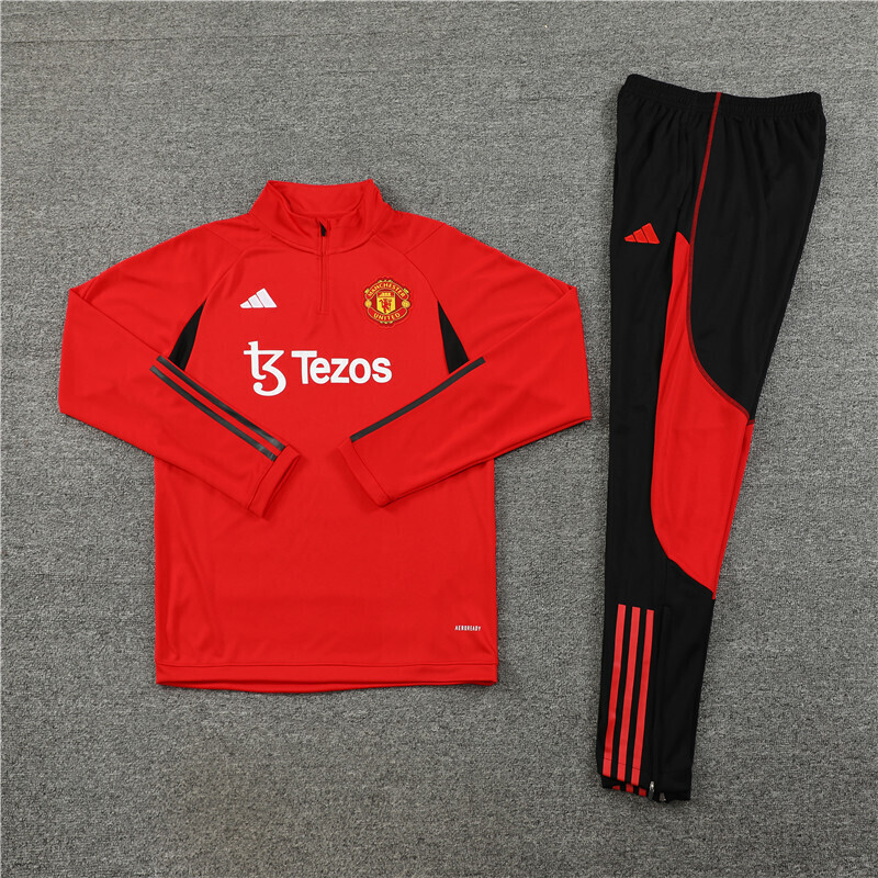 23/24 Manchester United red Half Zip Training Kit (Adult Kids Kit)