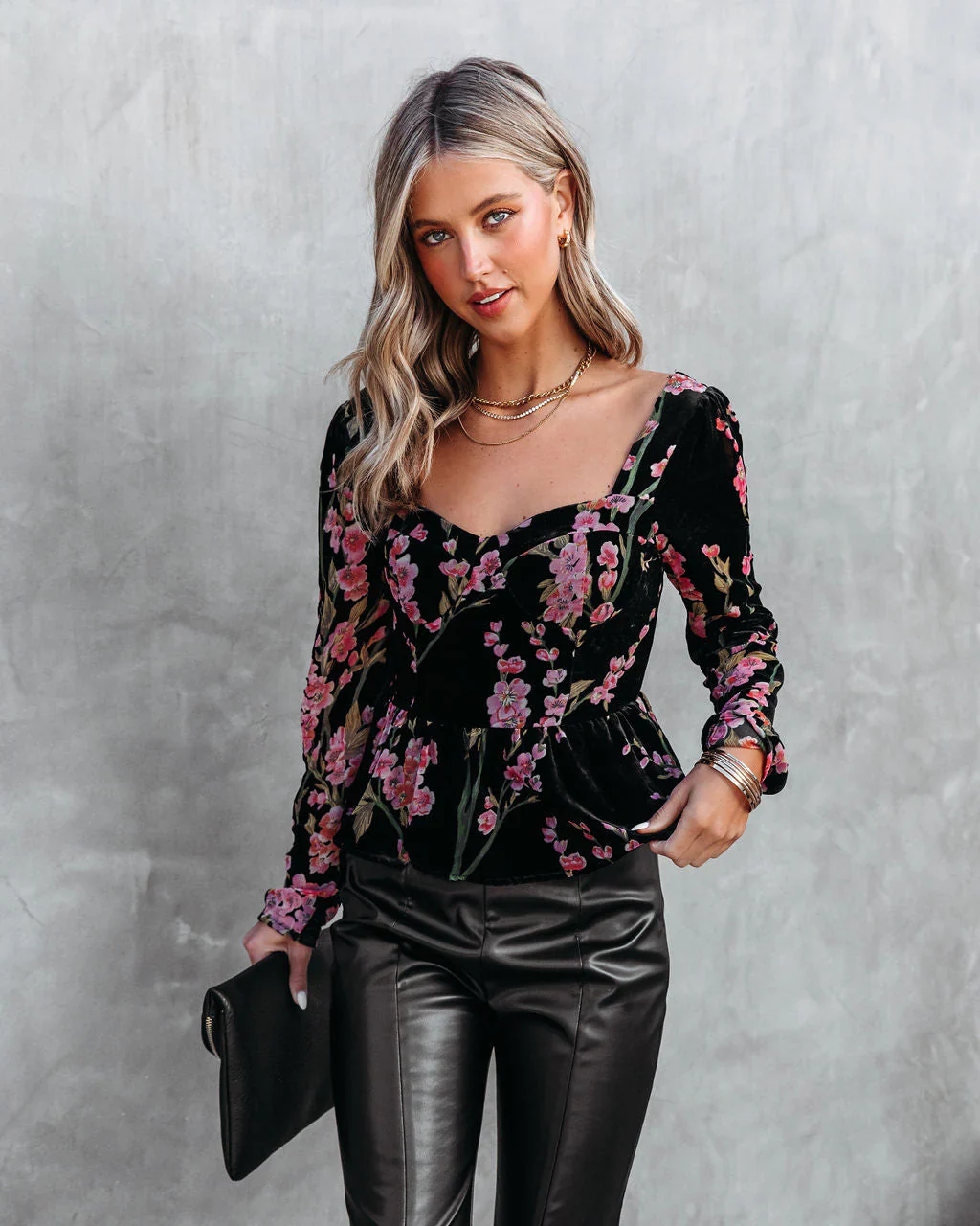 Rosalia Velvet Floral Peplum Top