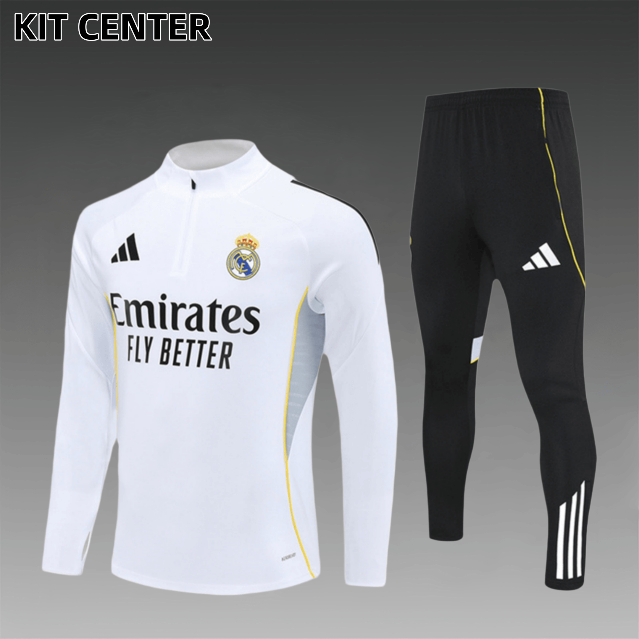 2024/2025 Real Madrid White Kids Half Zip Training Kit (Kids Kit)