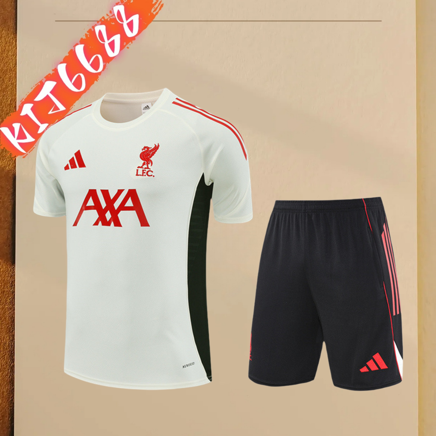 2025/2026 Liverpool White Kids Short Sleeve Training Clothes (Kids Kit)