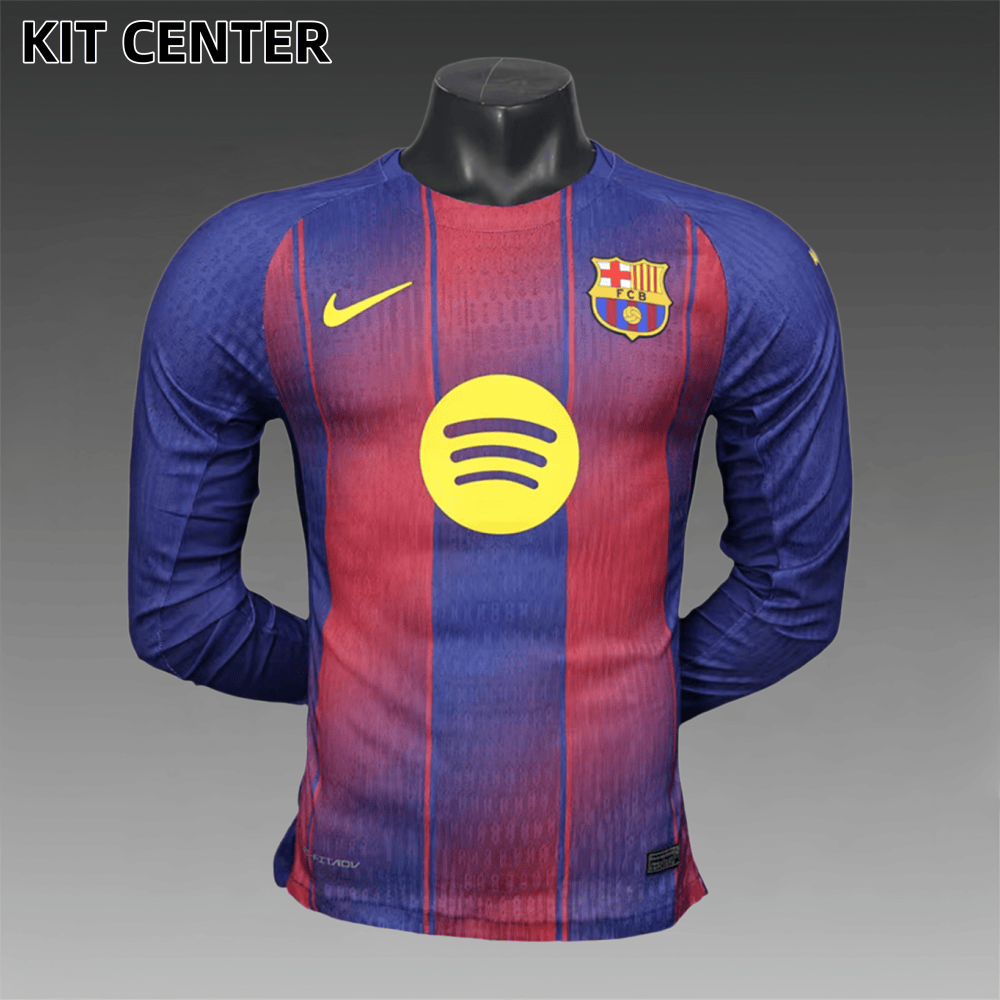 2025/2026 Barcelona Home Long Sleeve Football Jersey（Player）