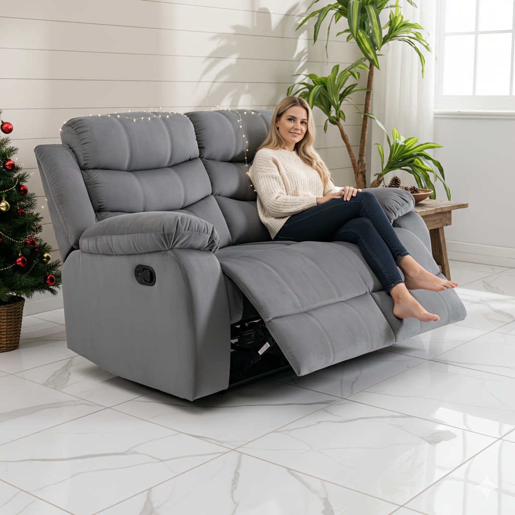 Double recliner, double adjustable recliner with side pockets, manual recliner sofa suitable for the living room, home recliner sofa set, sofa with recliners, double sofa suitable for the living room and home theater
