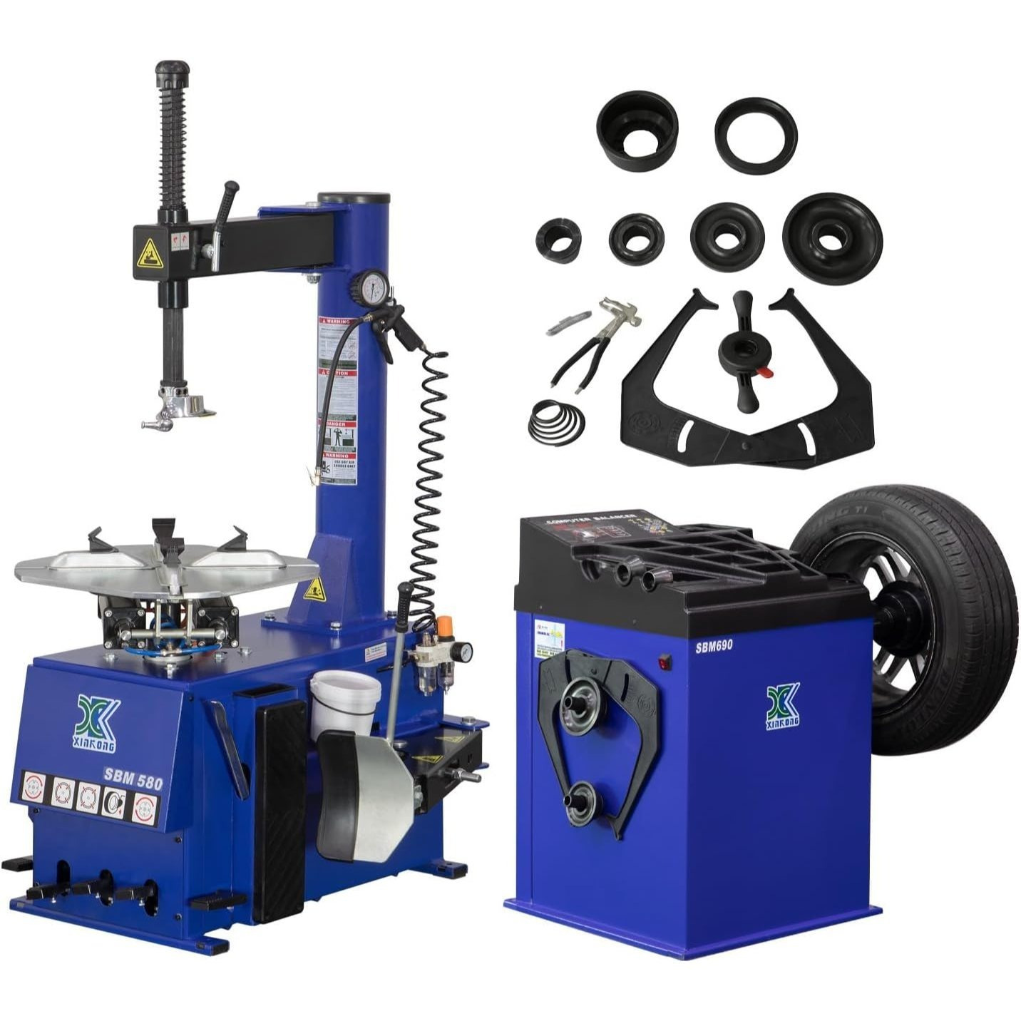 New XK 2.0 horsepower tire changer machine with wheel balancer and rim clamp 580-690, comes with 36 months parts replacement