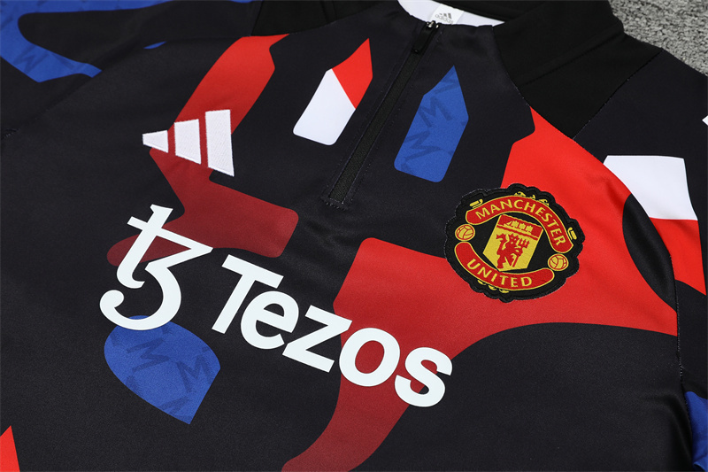 24/25 Manchester United Black  Half Zip Training Kit (Adult Kids Kit)