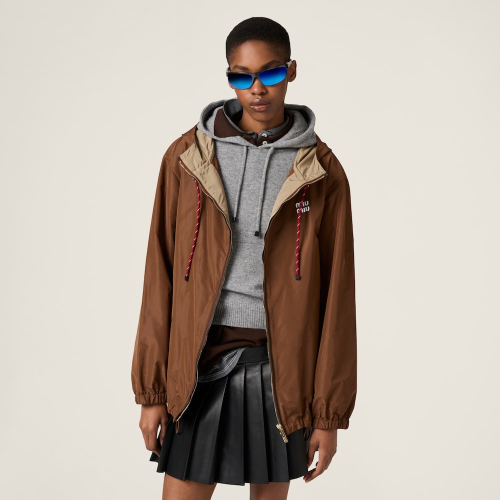 Technical fabric hoodie jacket