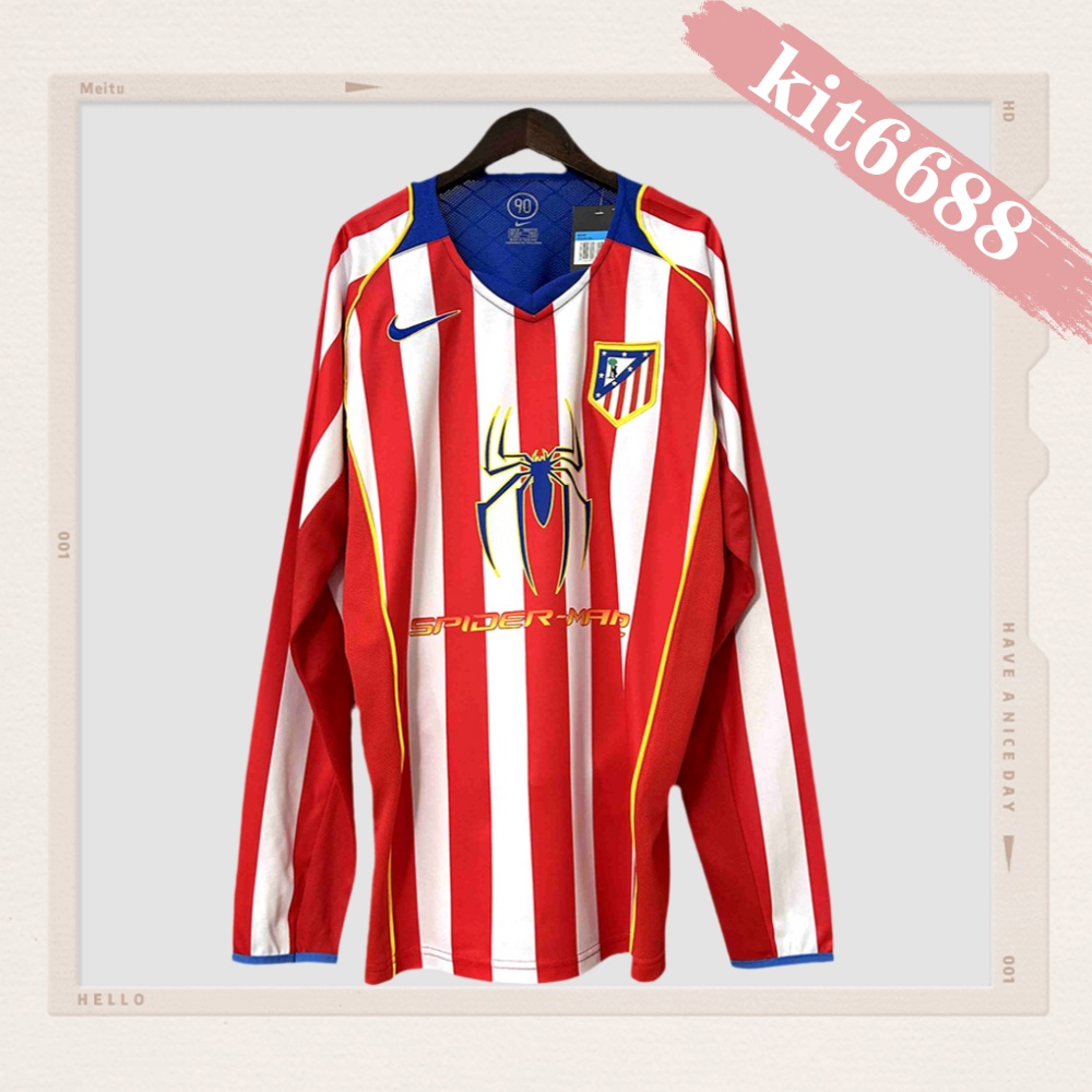 2004/2005 Atletico Madrid Retro Home Long Sleeved Football Shirt