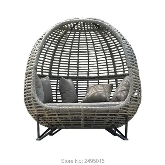 Metal frame with Wicker Patio Sunbed,outdoor Daybed for poolside,garden ,grey color ,can customized