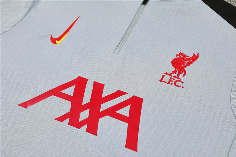 24/25 Liverpool Gray with black Half Zip Training Kit (Adult Kids Kit)