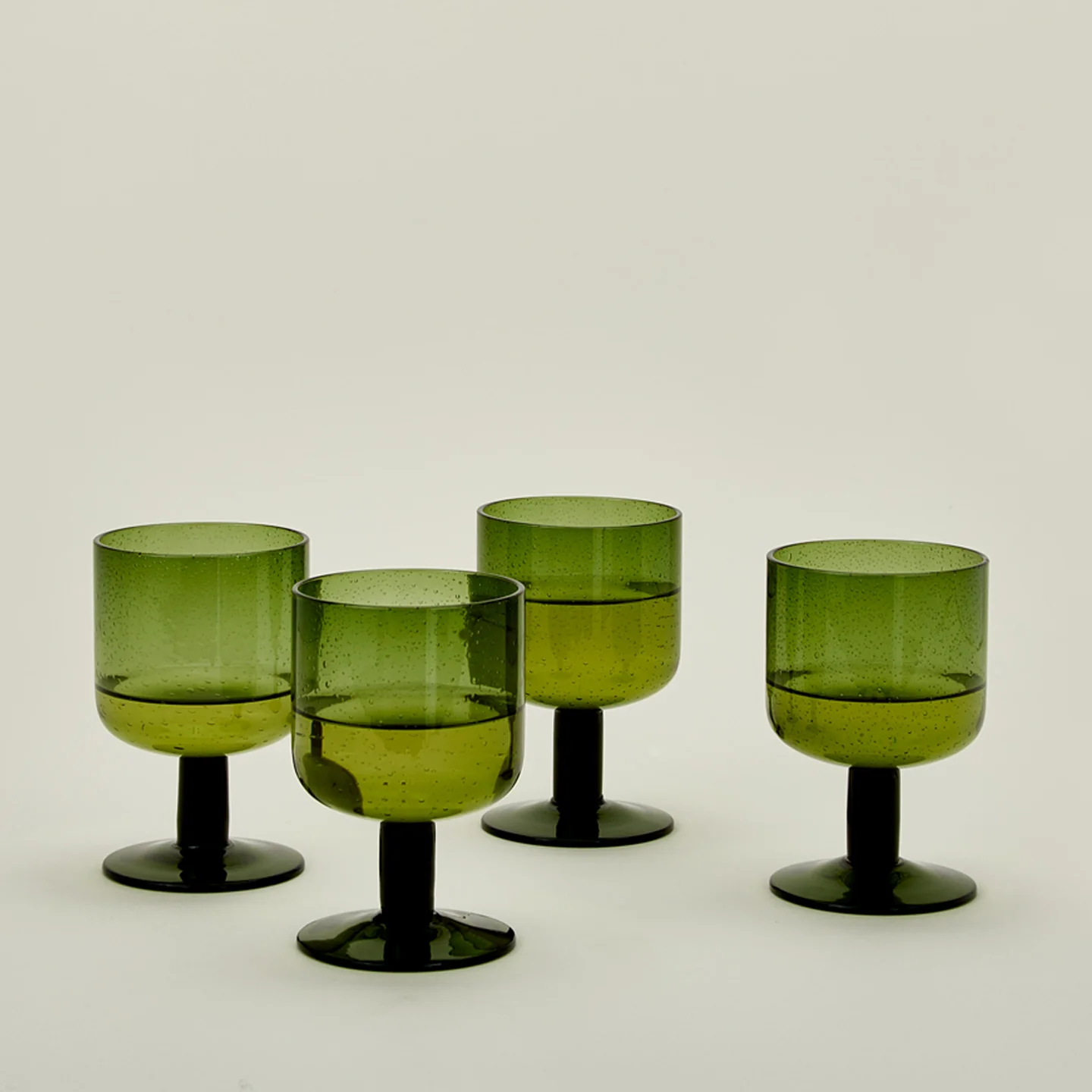 Simple Seeded Glassware, Set of 4 - Olive