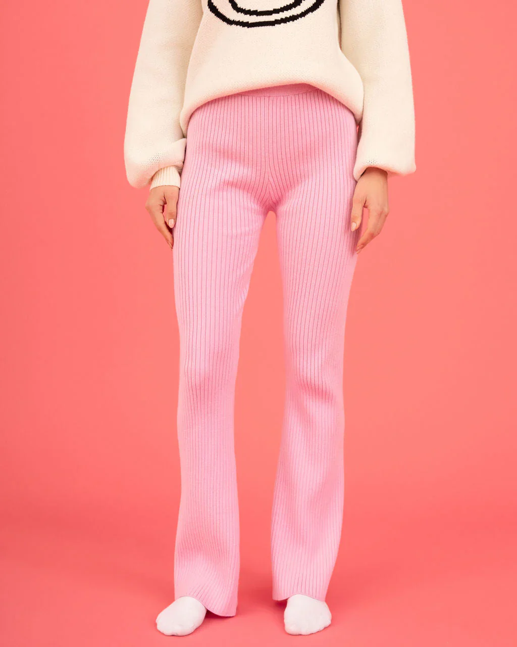Chill Date Night Ribbed Knit Split Hem Pants