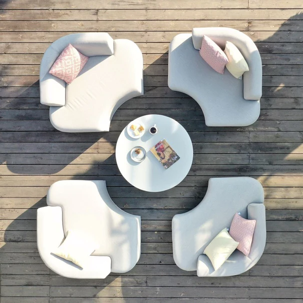 Maze Lounge Outdoor Fabric Snug Lifestle Suite with Rising Table in Flanelle