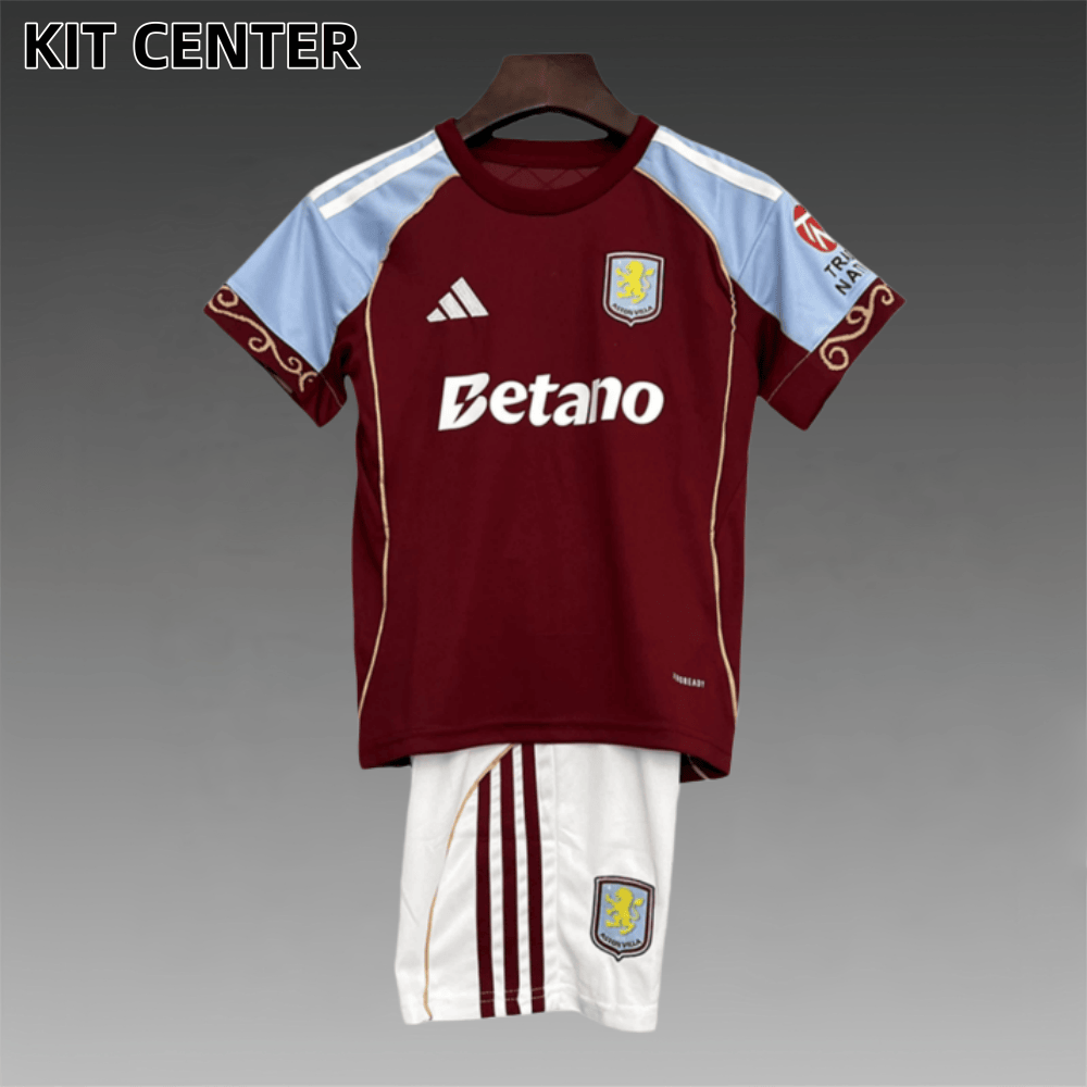 2025/2026 Aston Villa Home Football Shirt （Kids Kit socks）