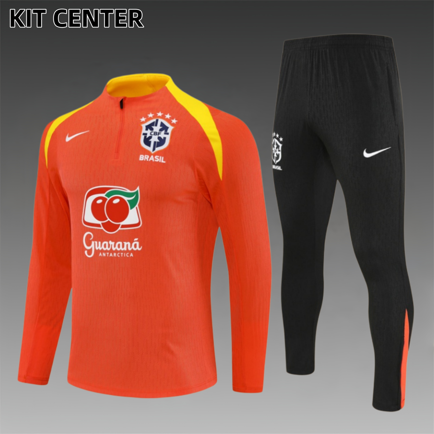 25/26 Brazil orange Half Zip Training Kit (Adult Kids Kit)