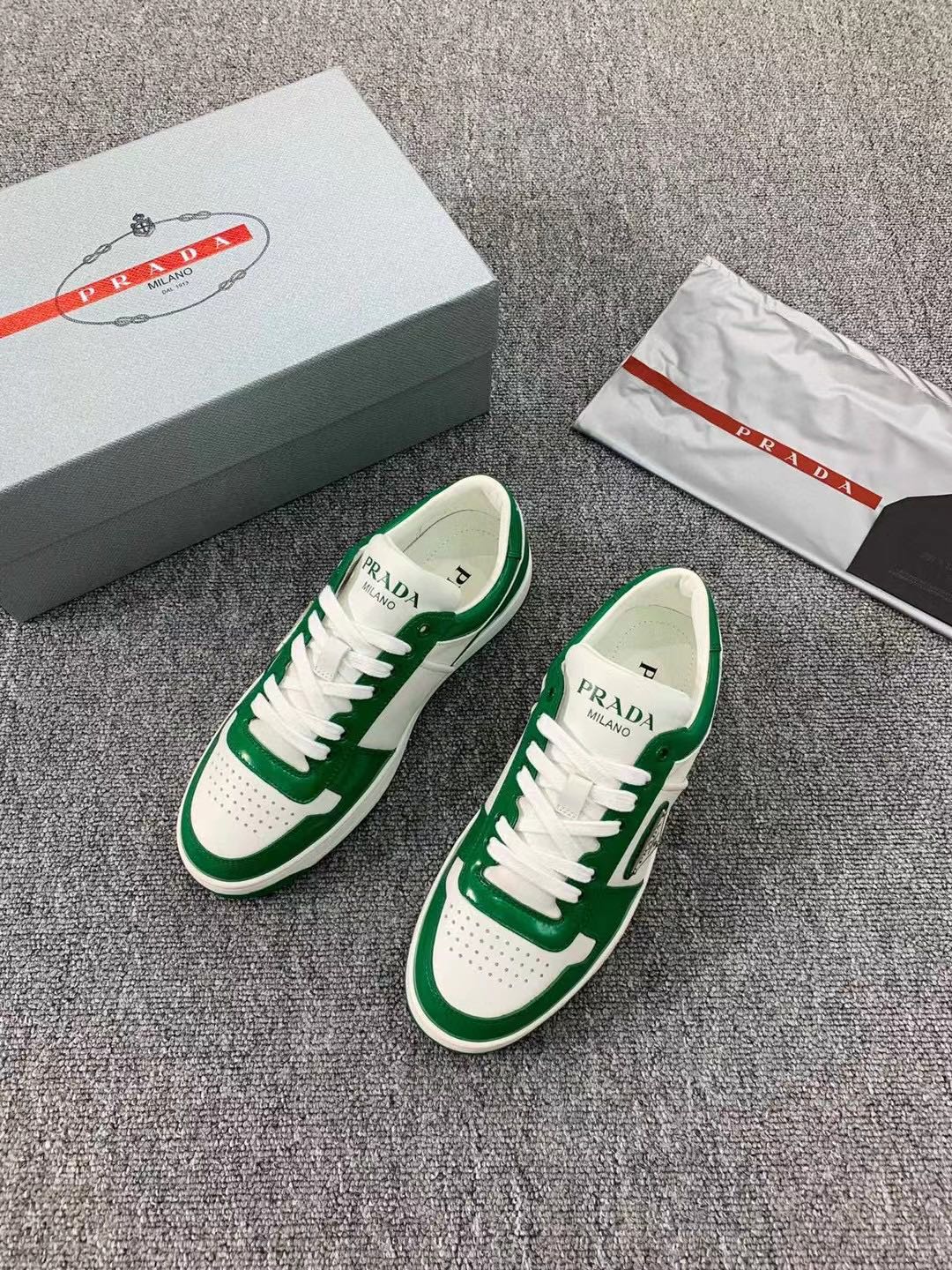 Prada Downtown Perforated Leather Sneakers