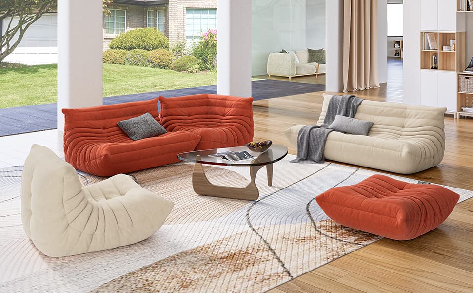 Chair with Ottoman, Soft Suede Oversized Chair with Ottoman Lazy Floor Sofa