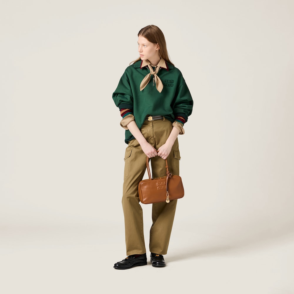 Garment-dyed cotton satin pants