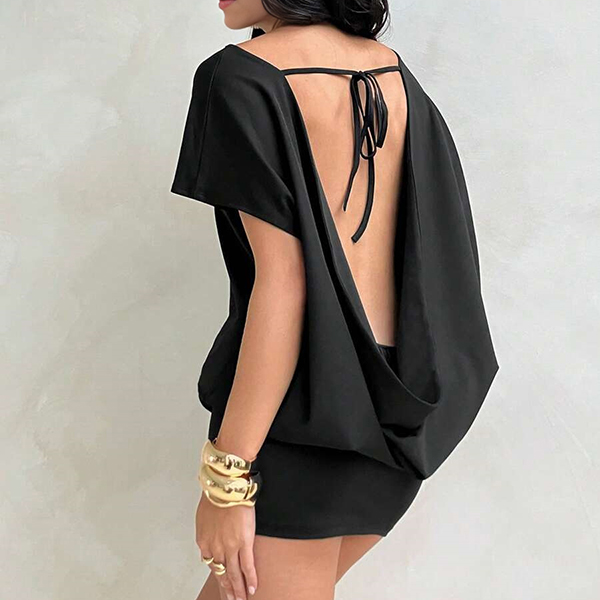 GEDRAPEERD RUGDETAIL JURK