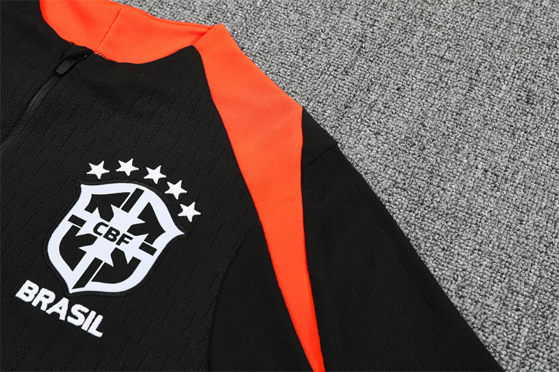 25/26 Brazil black Half Zip Training Kit (Adult Kids Kit)