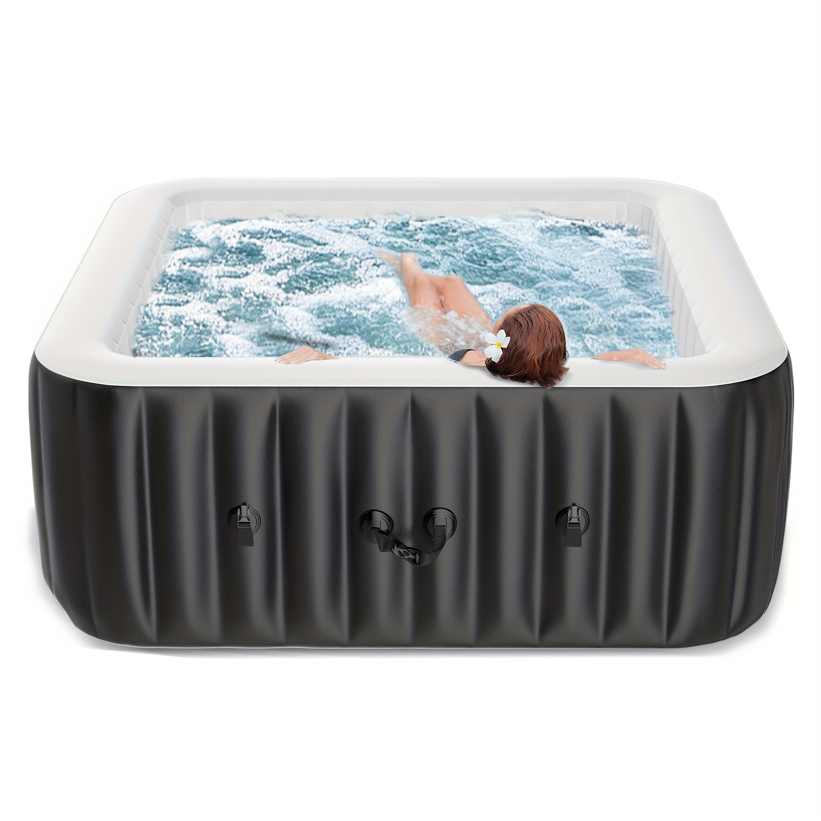 Square 6-person inflatable wave-making bathtub