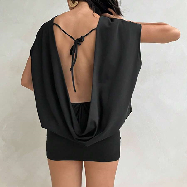 GEDRAPEERD RUGDETAIL JURK