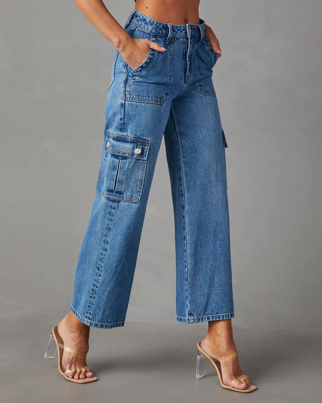 Aliza High Rise Wide Leg Cargo Jeans