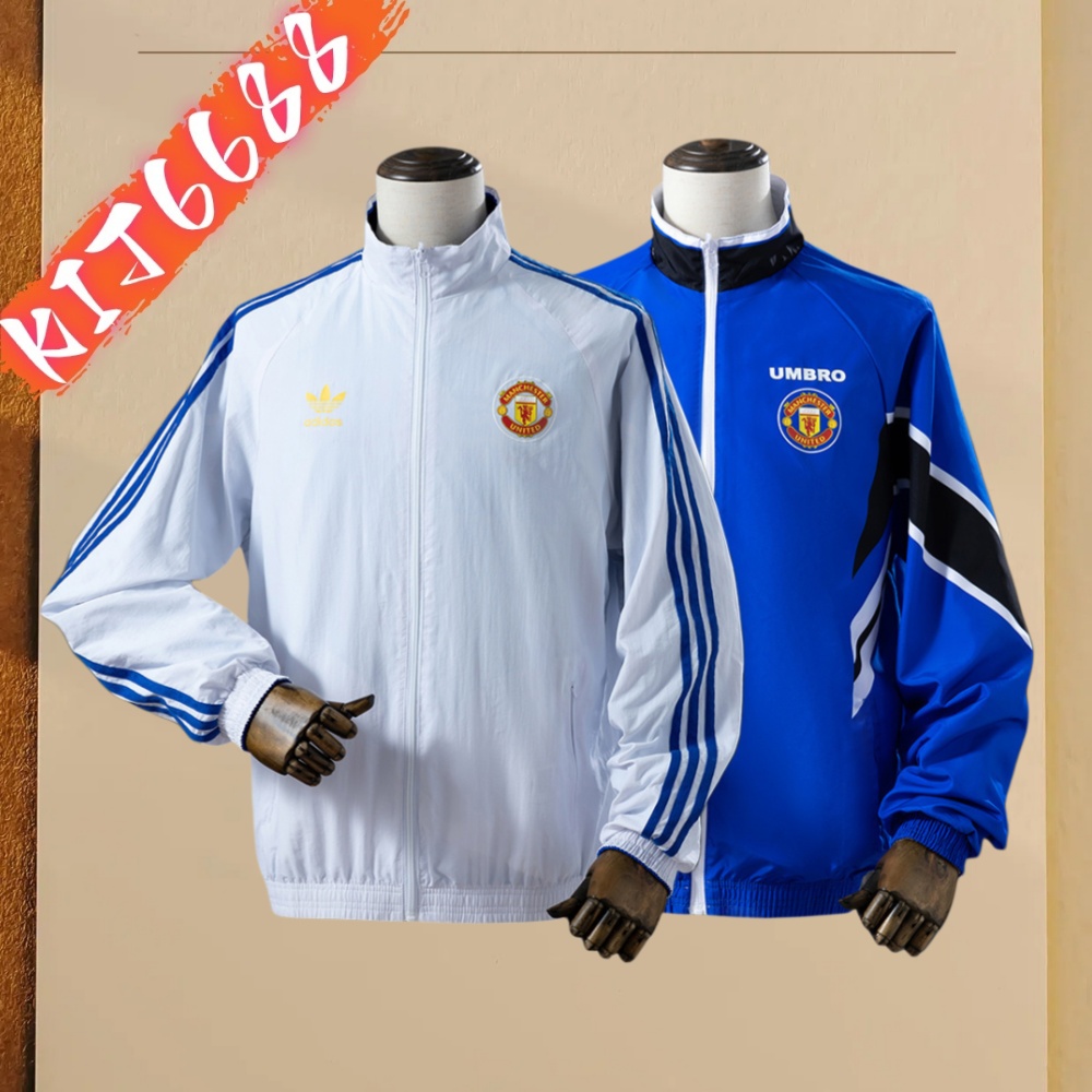 25/26 Manchester United Reversible Jacket Windbreaker - White & Blue