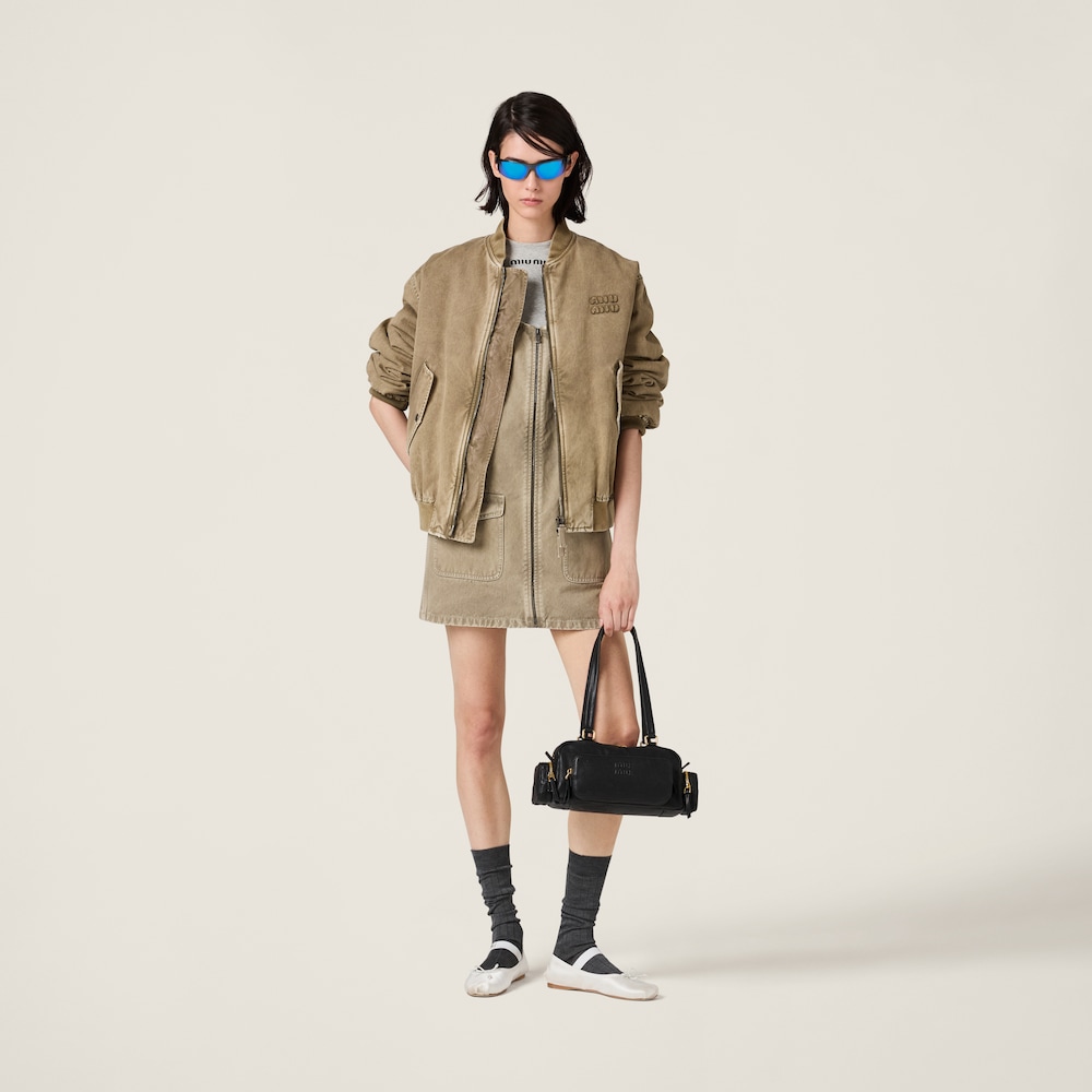 Garment-dyed gabardine bomber jacket