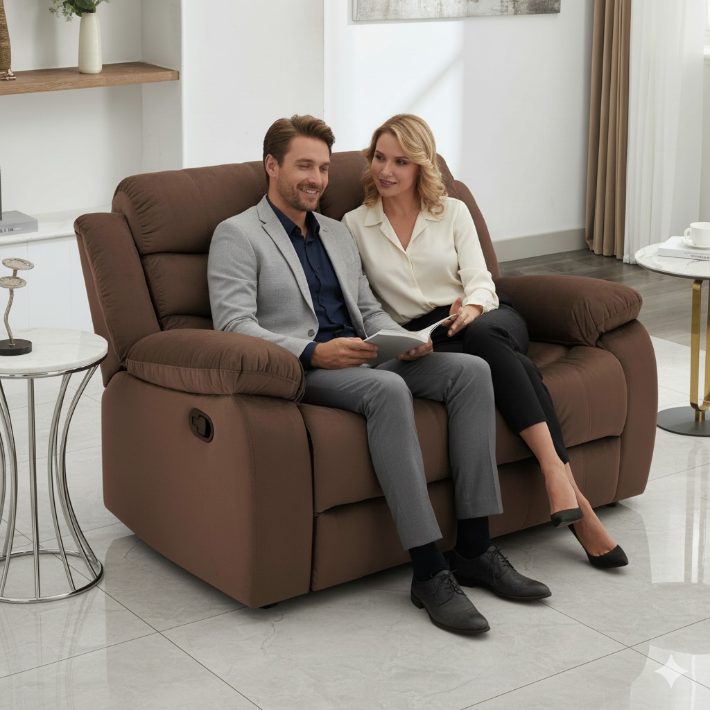 Double recliner, double adjustable recliner with side pockets, manual recliner sofa suitable for the living room, home recliner sofa set, sofa with recliners, double sofa suitable for the living room and home theater